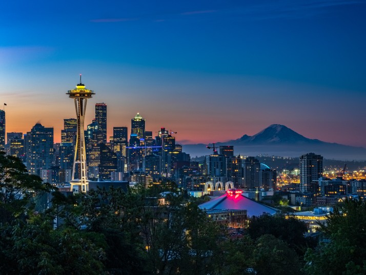Seattle city scape at sunrise